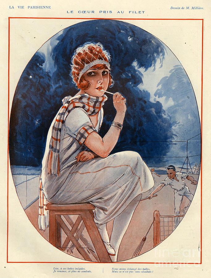 Tennis Drawing - 1920s France La Vie Parisienne Magazine #368 by The Advertising Archives