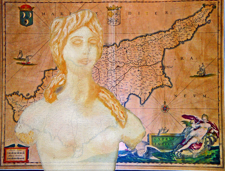 Nude Digital Art - Ancient Cyprus Map and Aphrodite #39 by Augusta Stylianou