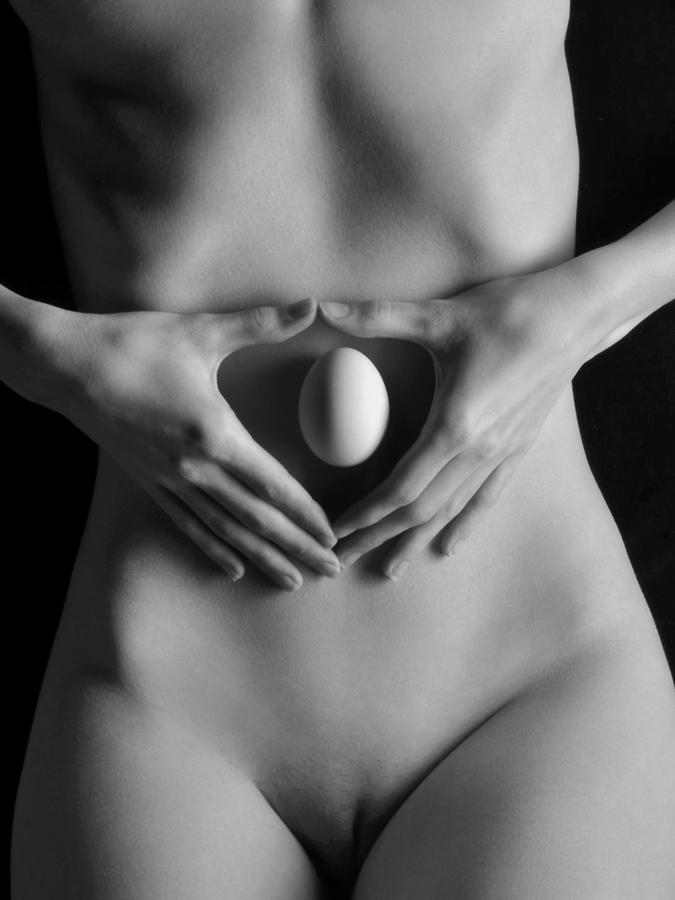3702 Perfect Egg on Nude Female Torso Photograph by Chris Maher
