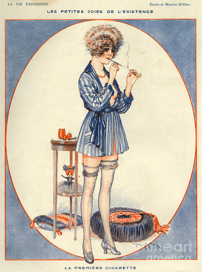 Tobacco Drawing - 1920s France La Vie Parisienne Magazine #374 by The Advertising Archives