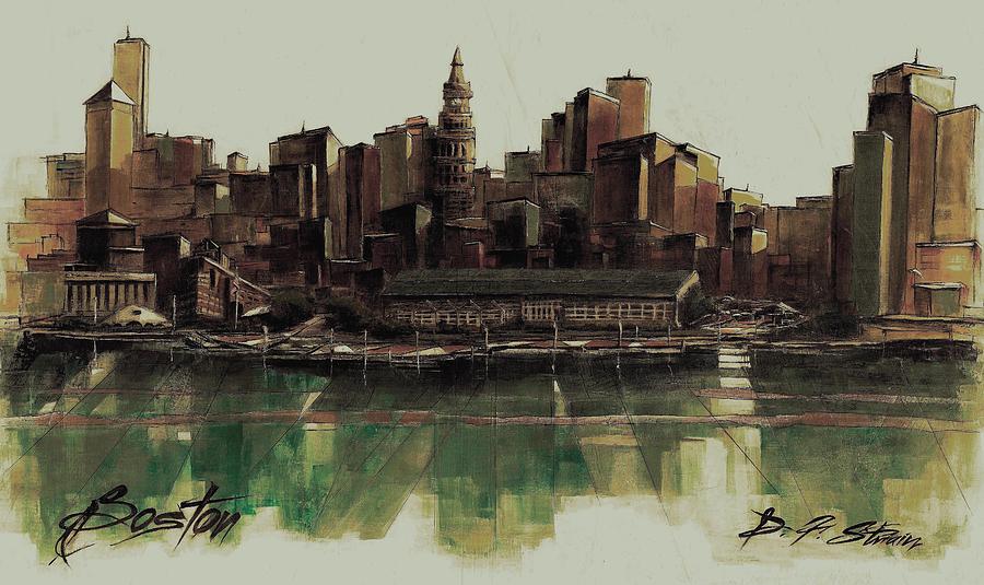 Boston Skyline #38 Painting by Diane Strain