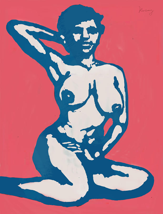Portrait Drawing - Nude pop stylised art poster #38 by Kim Wang