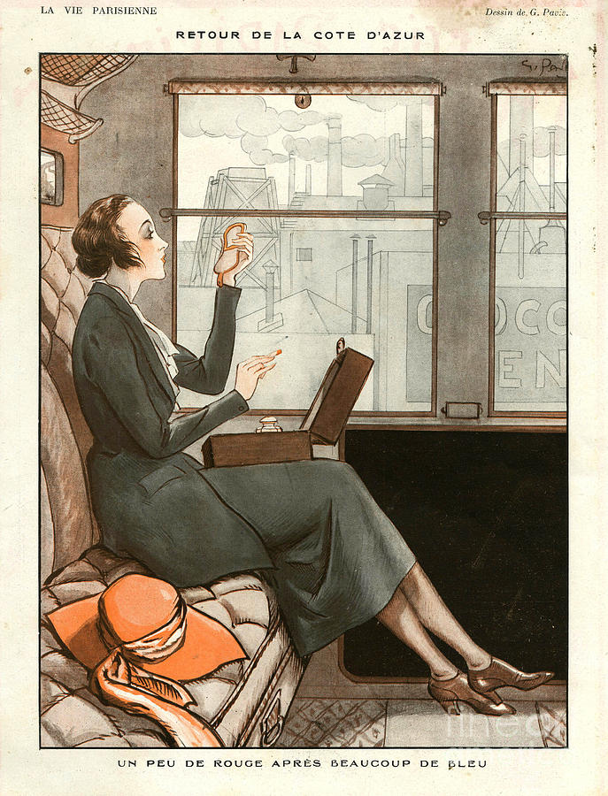 Train Drawing - 1920s France La Vie Parisienne Magazine #386 by The Advertising Archives