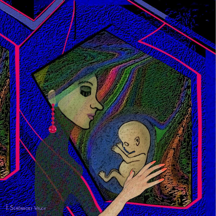 387 -  Thinking of her unborn child ...    Digital Art by Irmgard Schoendorf Welch