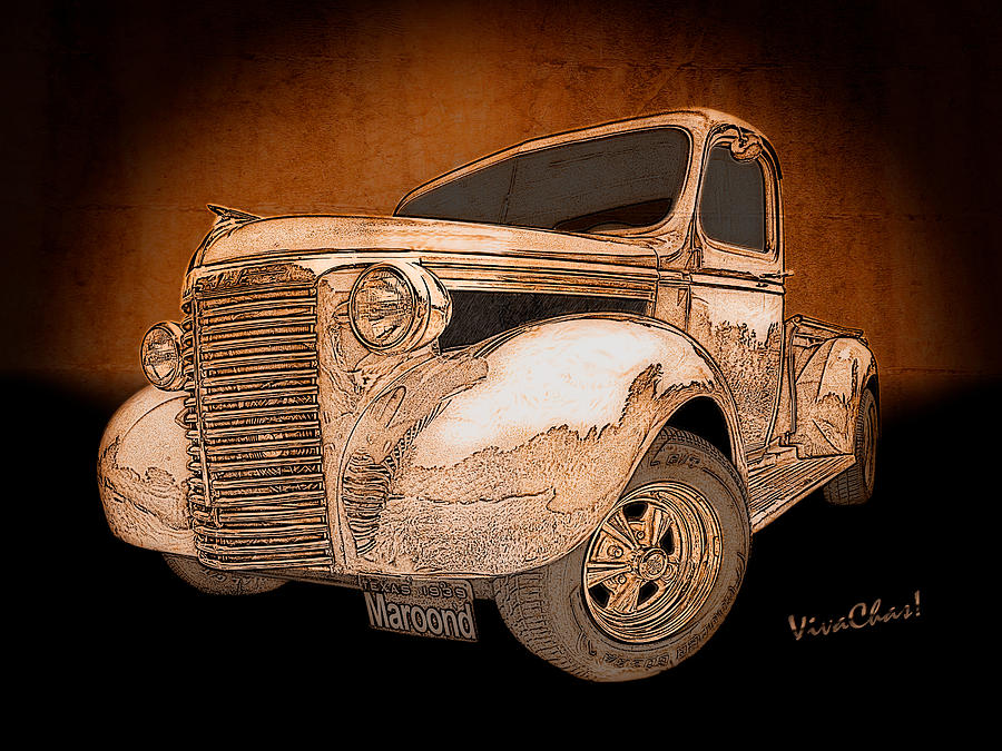 39 Chevy Pickup Drawing Photograph by Chas Sinklier