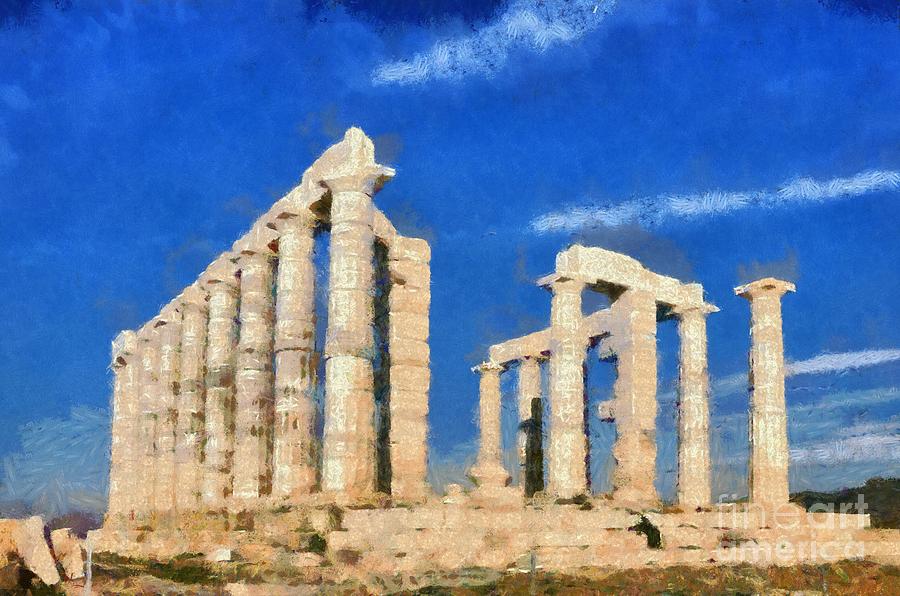 Poseidon temple #2 Painting by George Atsametakis