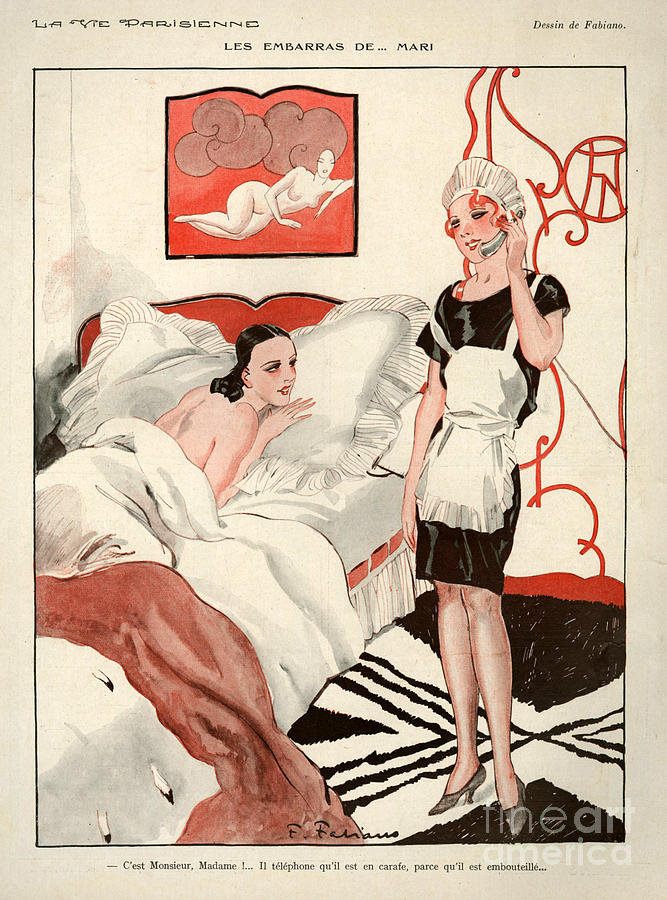 Bed Drawing - 1920s France La Vie Parisienne Magazine #391 by The Advertising Archives