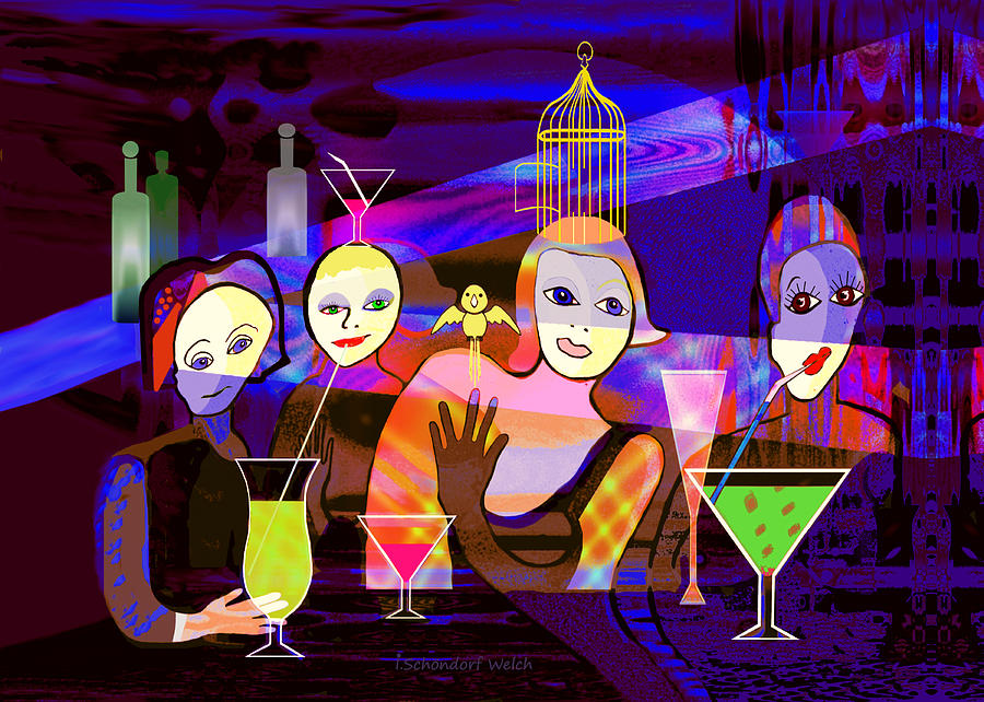 392 - In the Funny Bar   Painting by Irmgard Schoendorf Welch