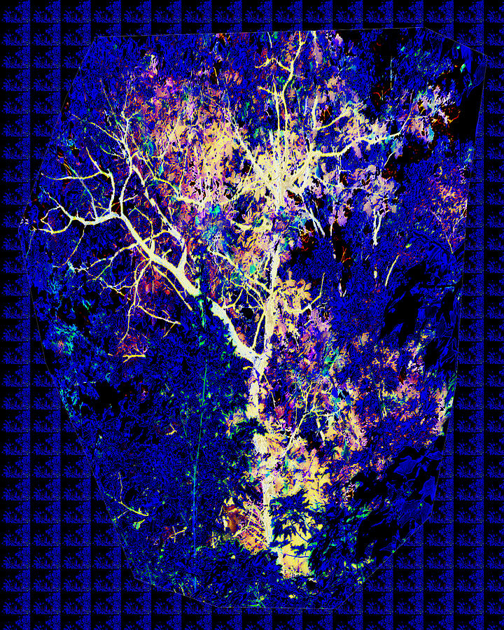 Christmas Mixed Media - 3D Amazing Mystery Tree Lightening Thunderbolt graphic on dark blue magical base           by Navin Joshi