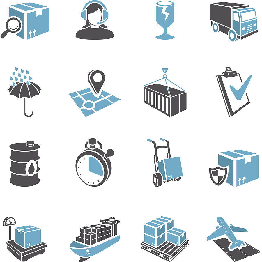 3D Delivery Icon Set Drawing by Artvea