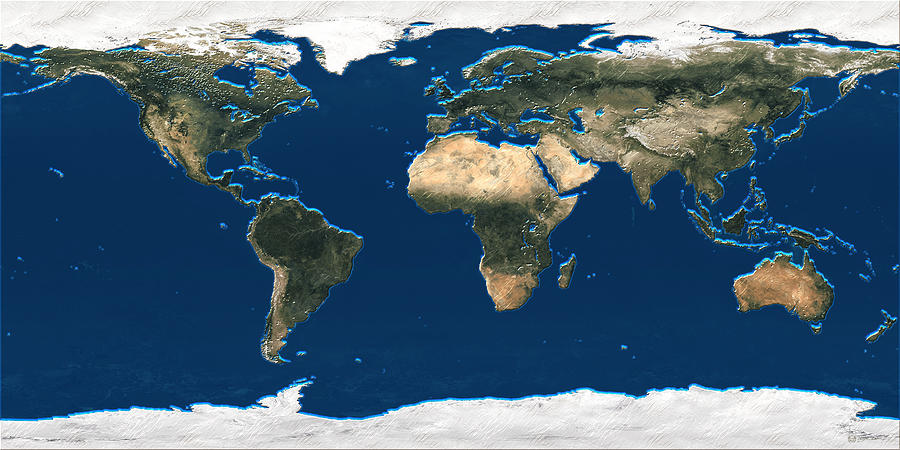 3D Earth at a Glance - Satellite Image of the World Digital Art by Serge Averbukh