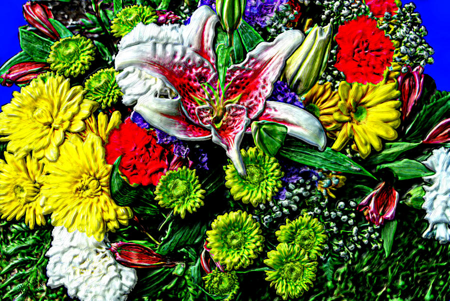 Flowers Still Life Painting - 3D Flowers with HDR by Bruce Nutting