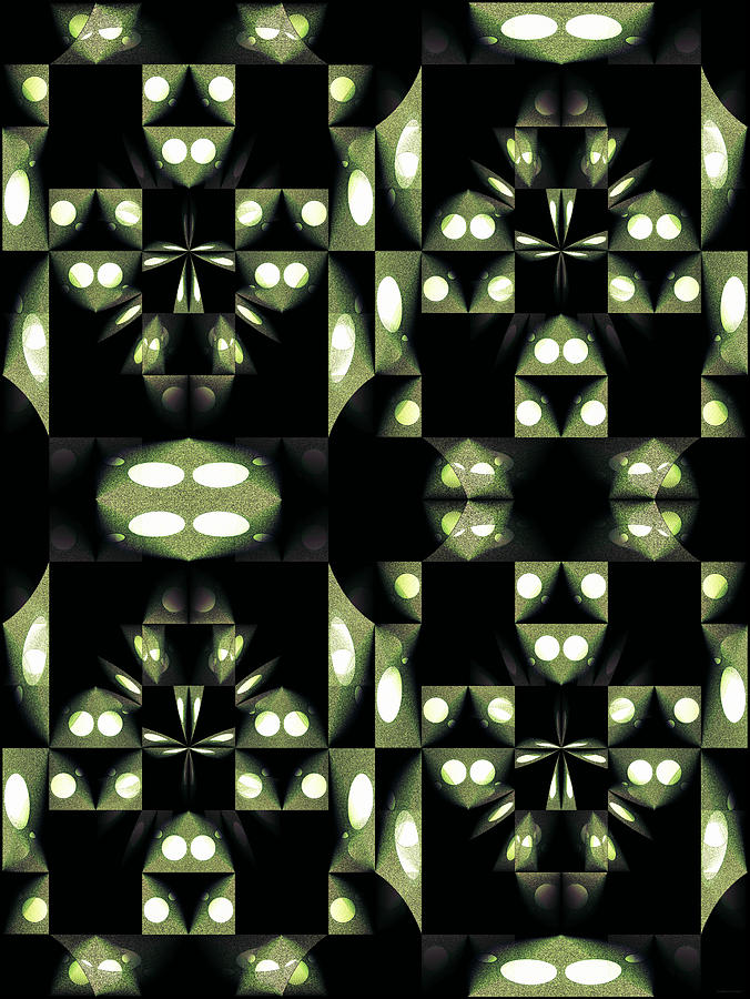Green and Black Geometric Pattern Digital Art by Gillian Owen