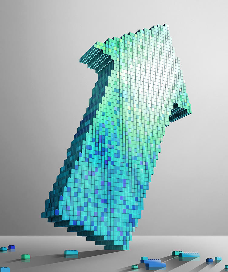 3D green pixel arrow pointing upwards Drawing by Paper Boat Creative