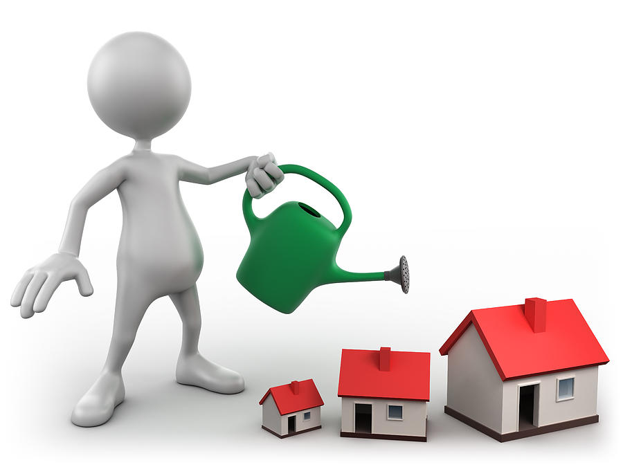 3d Man watering homes, isolated with clipping path Photograph by Henrik5000