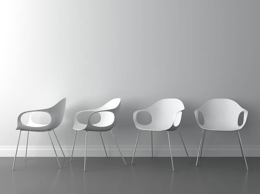 3d Modern Chair On White Wall Photograph by Me4o