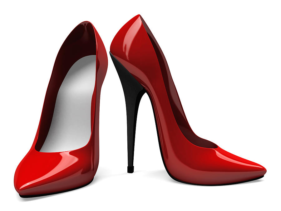 3D Red High Heels Shoes - Front and Side View Photograph by 7nuit