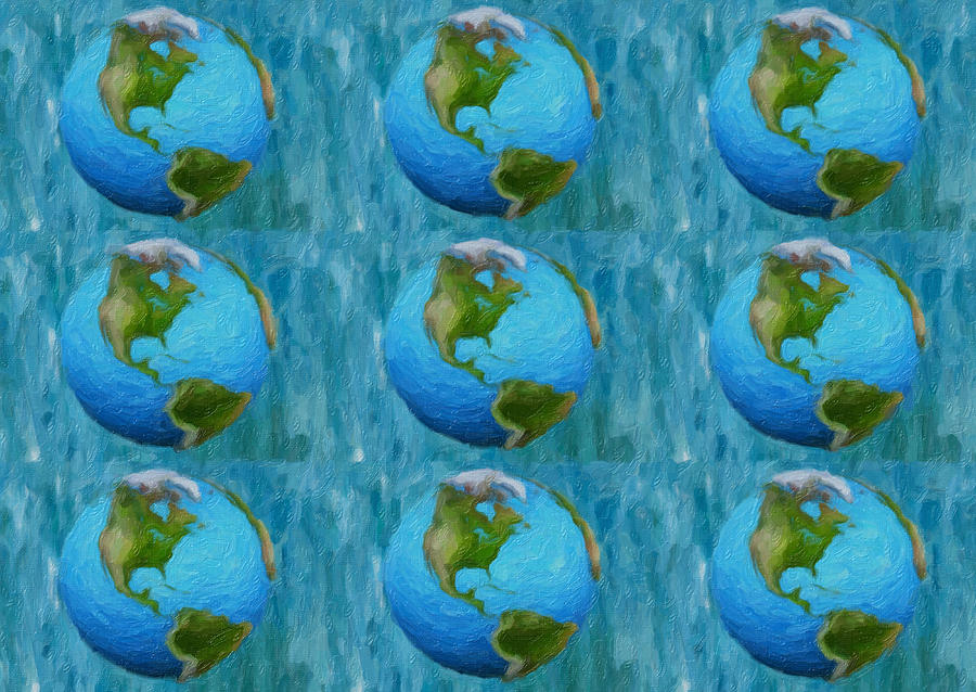 3D render of Planet Earth 1 Painting by Jeelan Clark