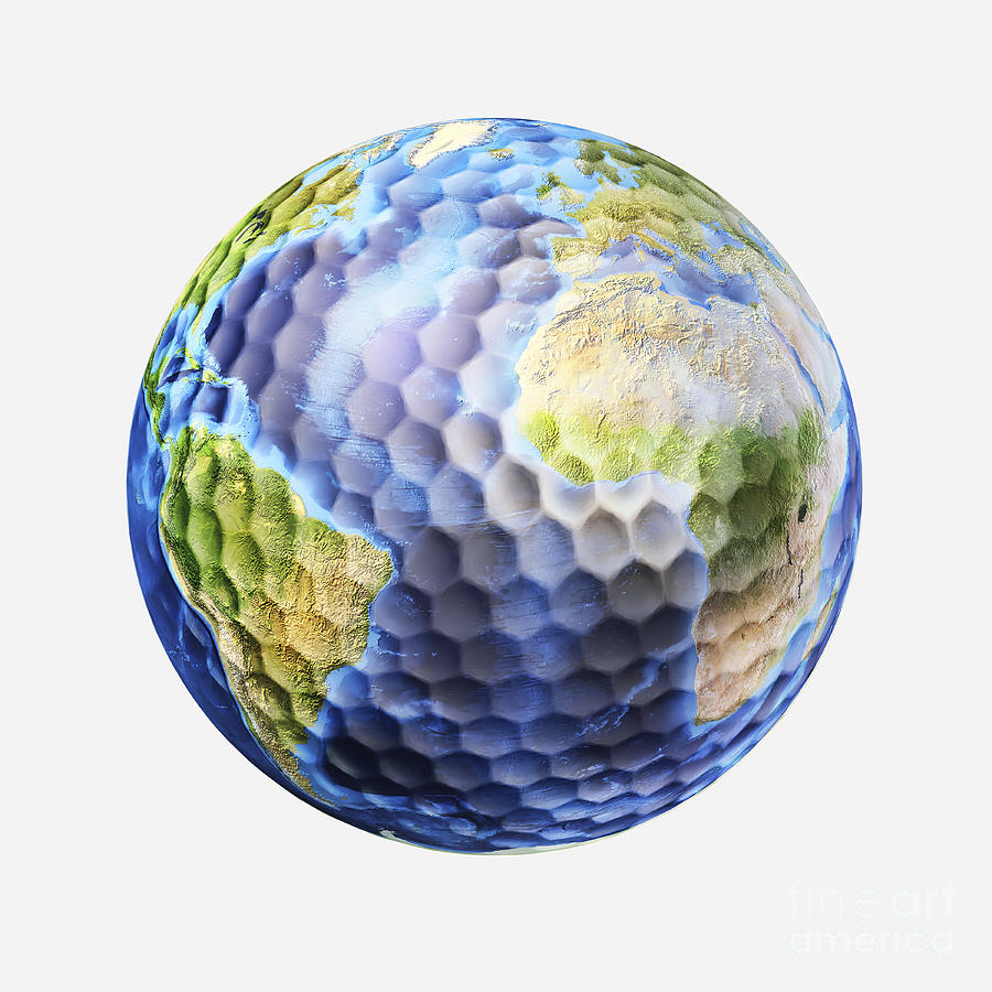 Abstract Digital Art - 3d Rendering Of A Planet Earth Golf by Leonello Calvetti