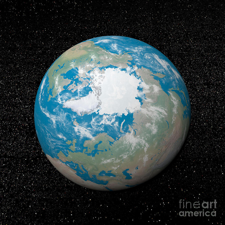 Space Digital Art - 3d Rendering Of Planet Earth Centered by Elena Duvernay