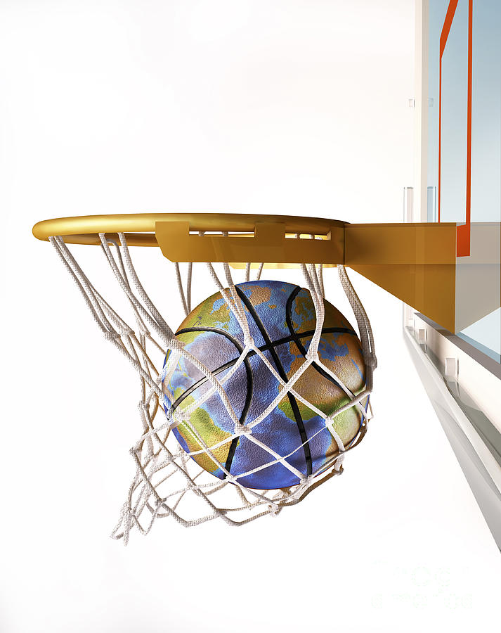 Basketball Digital Art - 3d Rendering Of Planet Earth Falling by Leonello Calvetti
