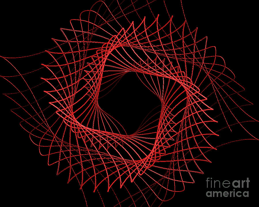 3D Spirograph Red Digital Art by Stan Reckard