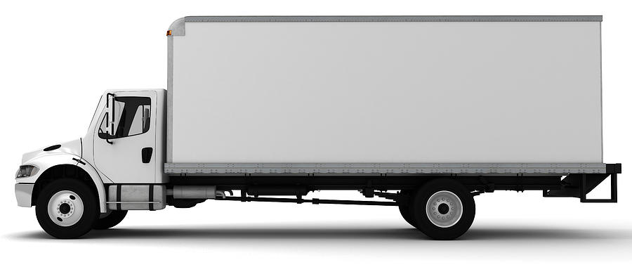 3D white side view of a delivery truck Photograph by Suprun