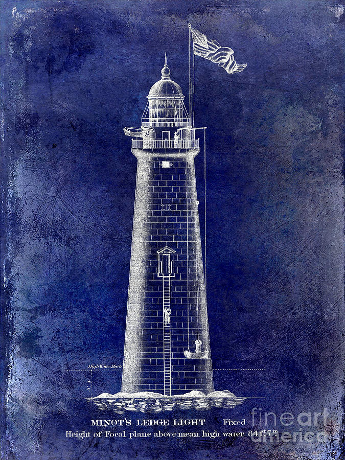1852 Drawing - 1852 Minots Ledge Lighthouse #4 by Jon Neidert