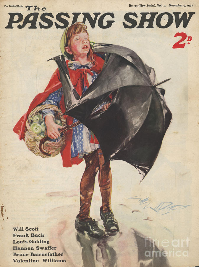 Umbrella Drawing - 1930s,uk,passing Show,magazine Cover #4 by The Advertising Archives