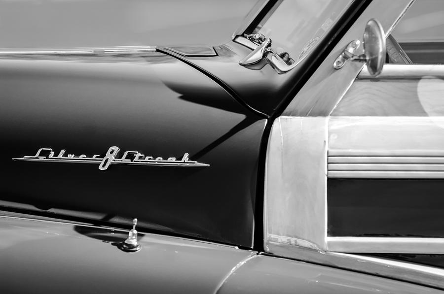 Black And White Photograph - 1948 Pontiac Streamliner Woodie Station Wagon Emblem #4 by Jill Reger