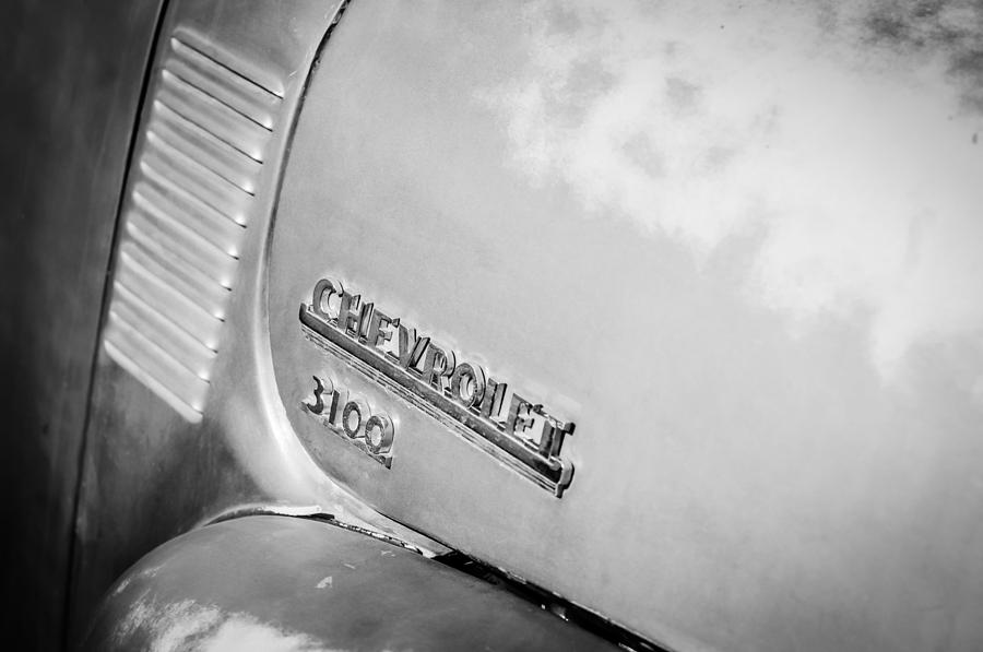 Car Photograph - 1949 Chevrolet 3100 Pickup Truck Emblem #4 by Jill Reger