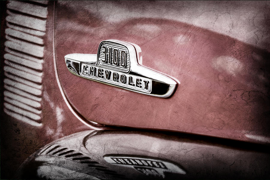 Car Photograph - 1955 Chevrolet 3100 Pickup Truck Emblem #4 by Jill Reger