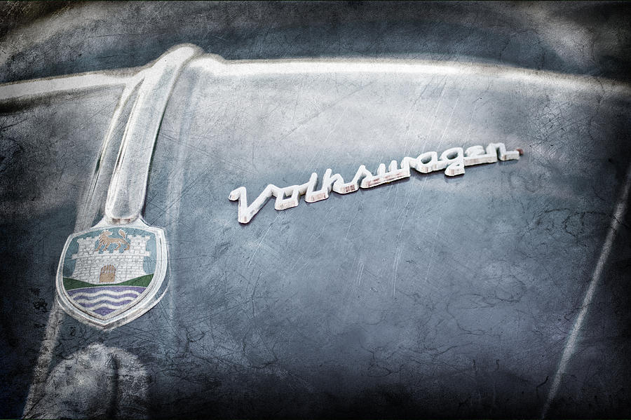 Car Photograph - 1956 Volkswagen VW Bug Hood Emblem #4 by Jill Reger