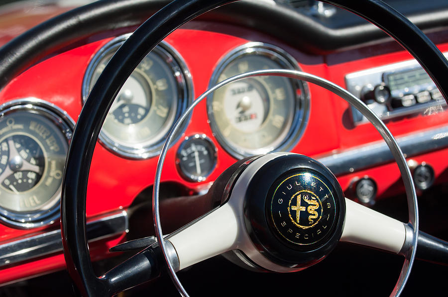 1961 Alfa Romeo Giulietta Spider Steering Wheel Emblem -1239C Photograph by Jill Reger