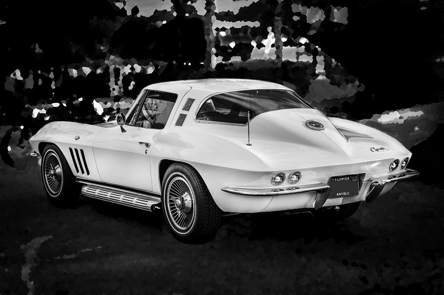 Vintage Photograph - 1965 Chevrolet Corvette Sting Ray Coupe BW #6 by Rich Franco