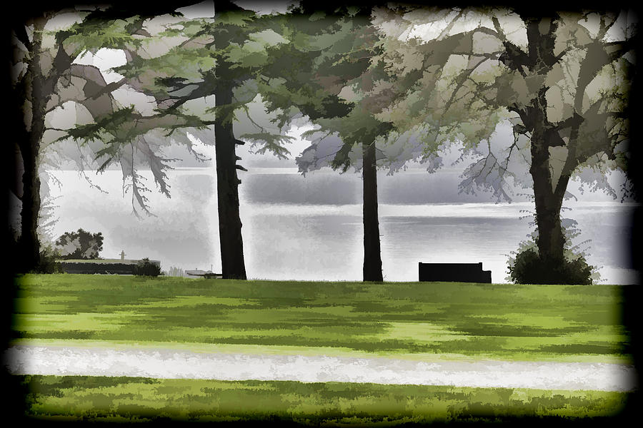 A bench and path on the shore of Loch Ness in Scotland #4 Digital Art by Ashish Agarwal