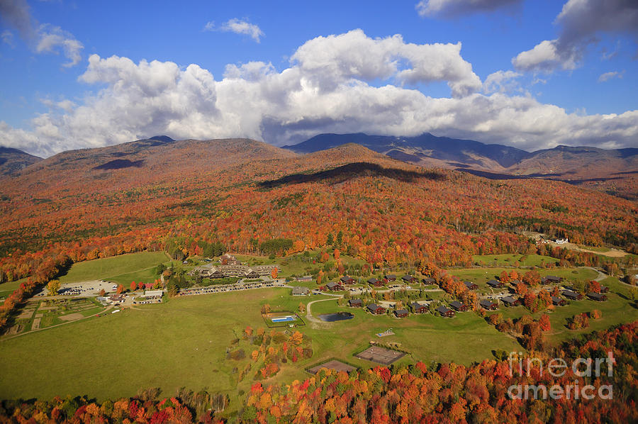 Aerial view of fall foliage in Stowe Vermont #4 Photograph by Don Landwehrle