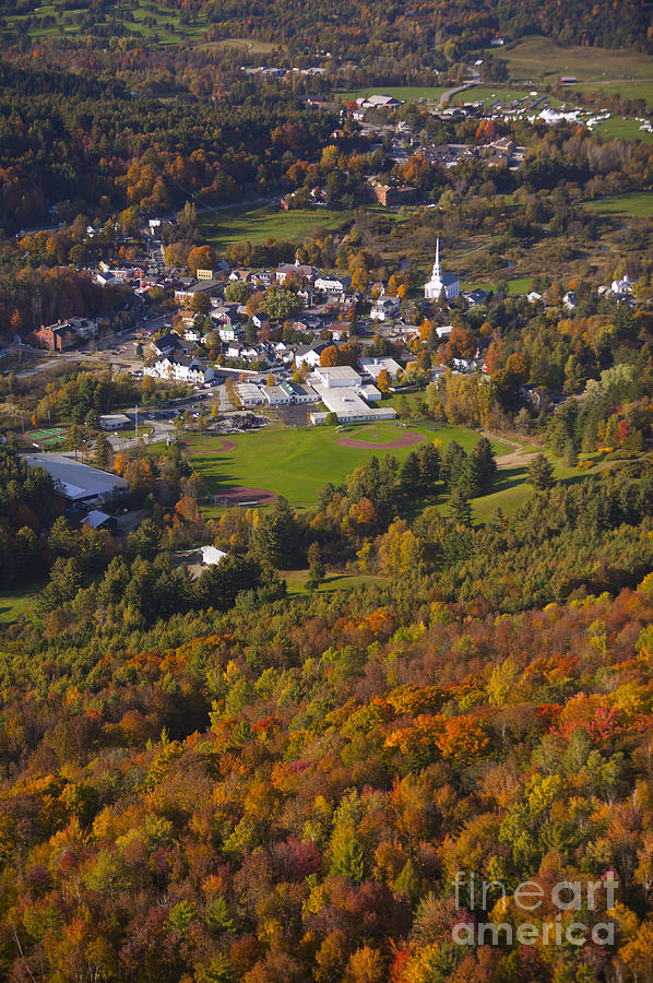 Aerial view of rural Vermont town. #4 Photograph by Don Landwehrle