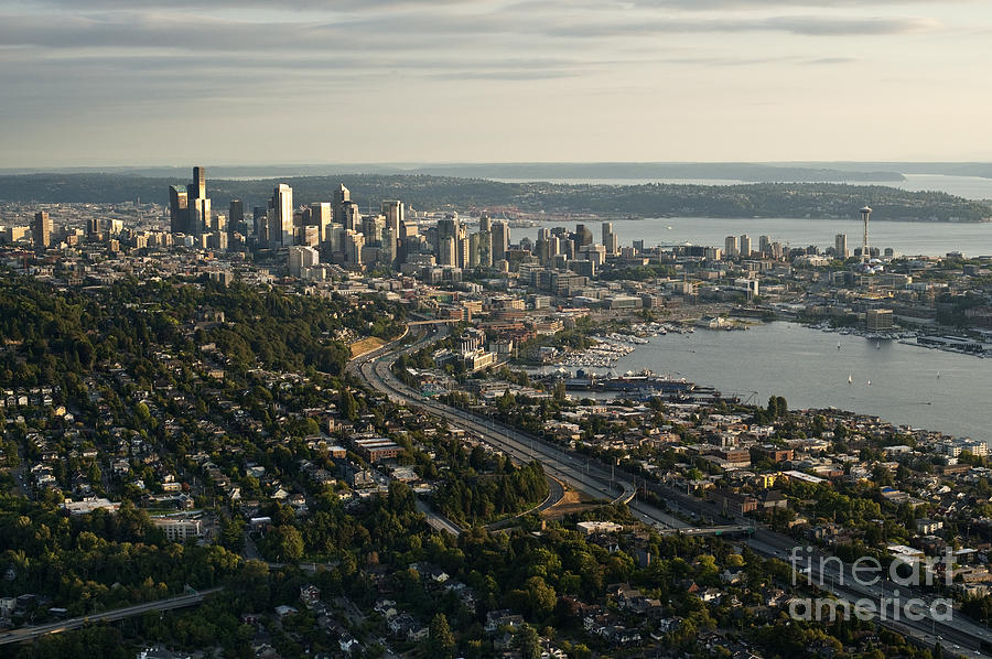 Aerial view of Seattle #4 Photograph by Jim Corwin