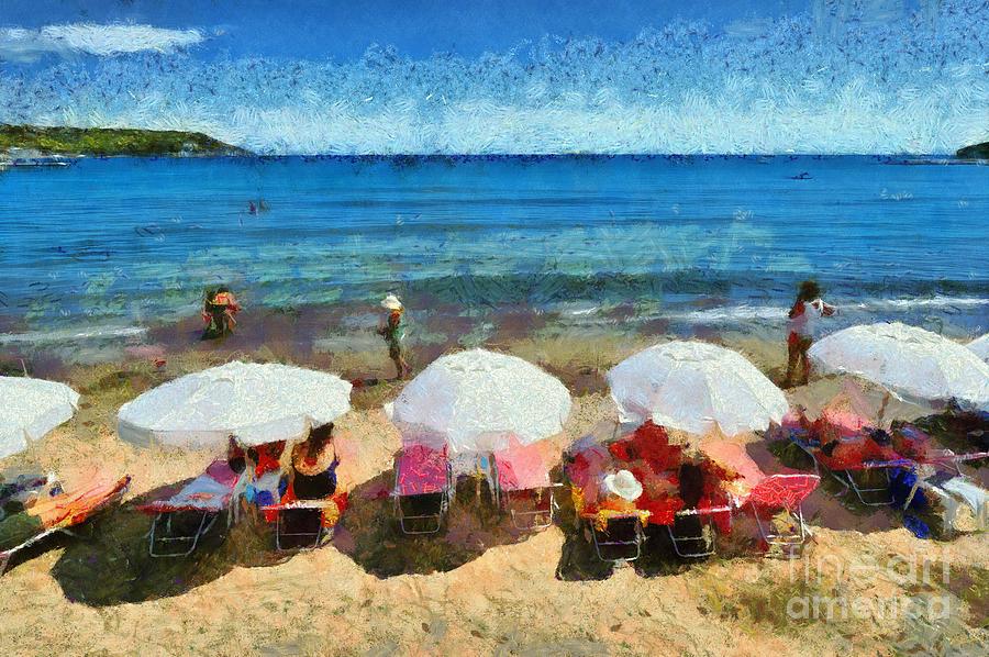Agia Marina beach #2 Painting by George Atsametakis