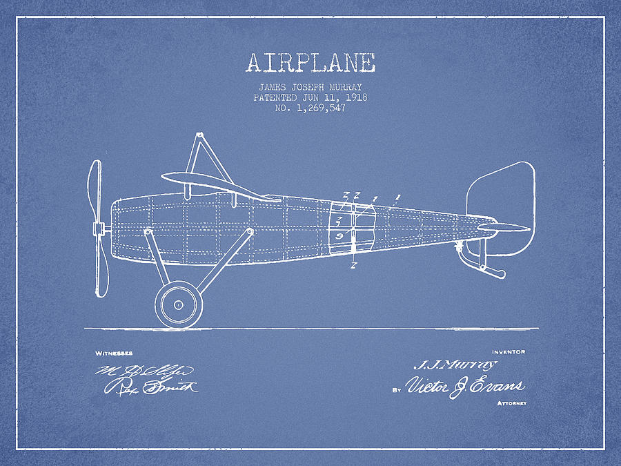 Vintage Digital Art - Airplane Patent Drawing from 1918 #3 by Aged Pixel