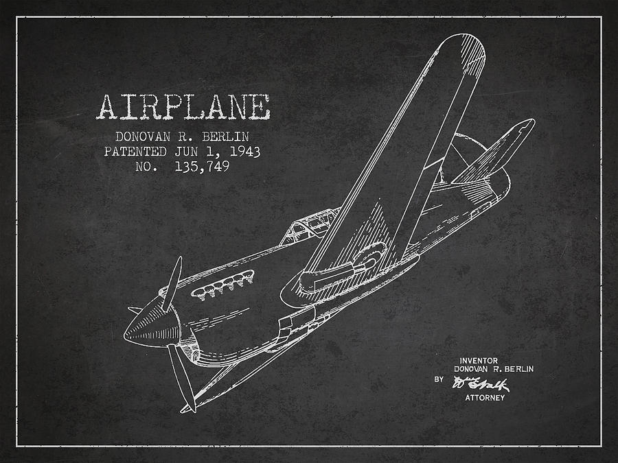 Vintage Digital Art - Airplane patent Drawing from 1943 #6 by Aged Pixel