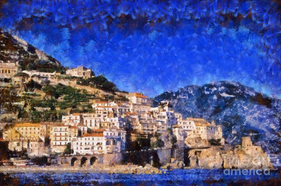 Amalfi town in Italy #7 Painting by George Atsametakis