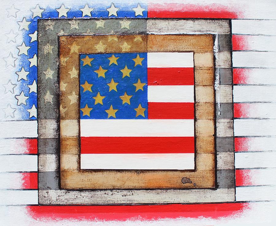 Surrealism Painting - American Flag #4 by Steve  Hester