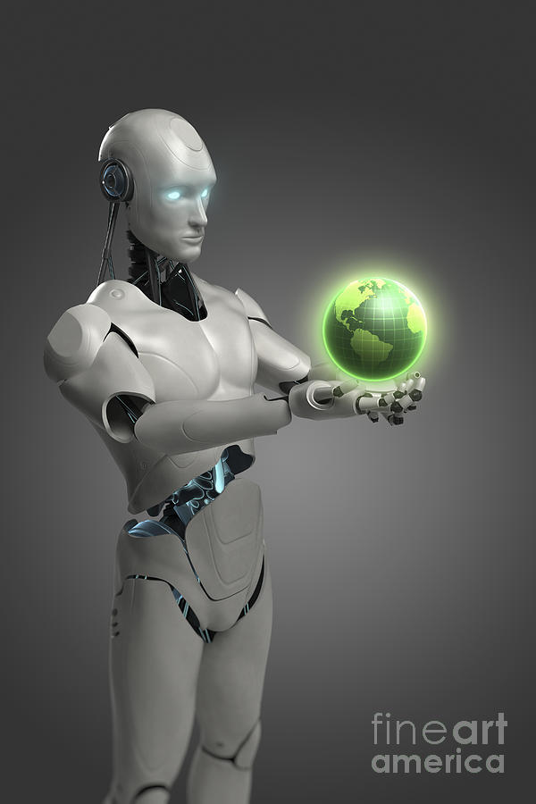 Android Holding Globe Photograph by Science Picture Co - Fine Art America
