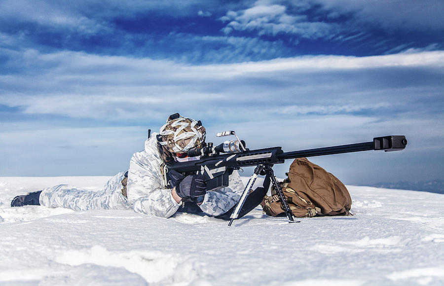 Army Soldier With Sniper Rifle Photograph by Oleg Zabielin - Fine Art ...