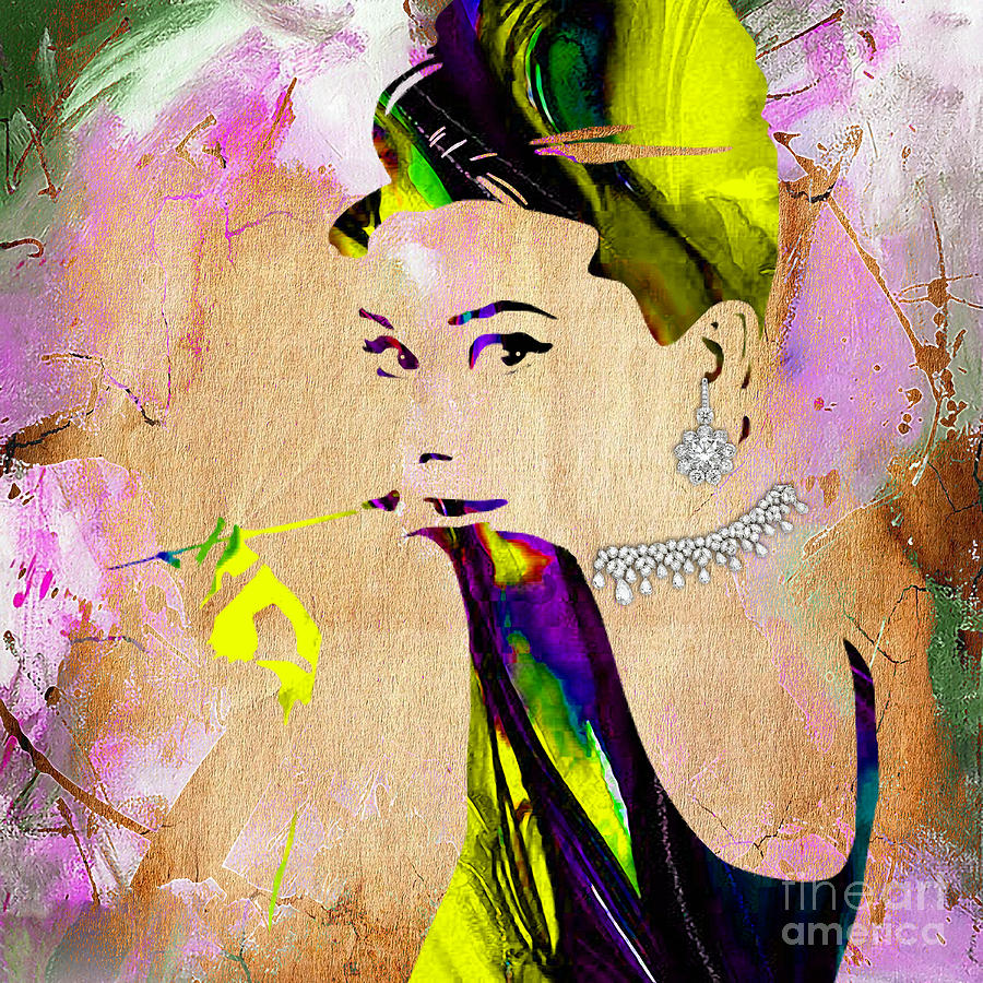 Audrey Hepburn Mixed Media - Audrey Hepburn Diamond Collection #4 by Marvin Blaine