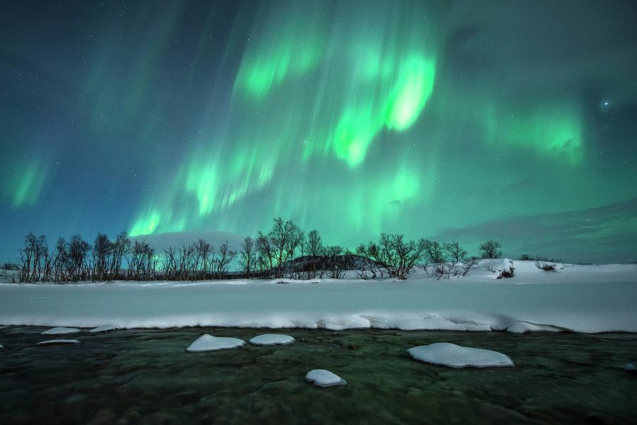Aurora Borealis Over A River #4 Photograph by Tommy Eliassen/science Photo Library