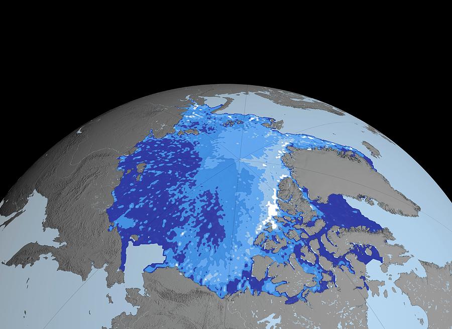 Autumn Arctic Sea Ice Thickness Photograph by Nasa/gsfc-svs/science ...