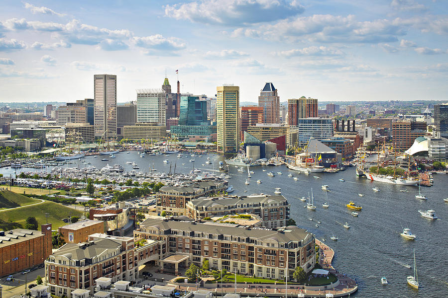 Baltimore skyline and Inner Harbor #4 Photograph by Greg Pease
